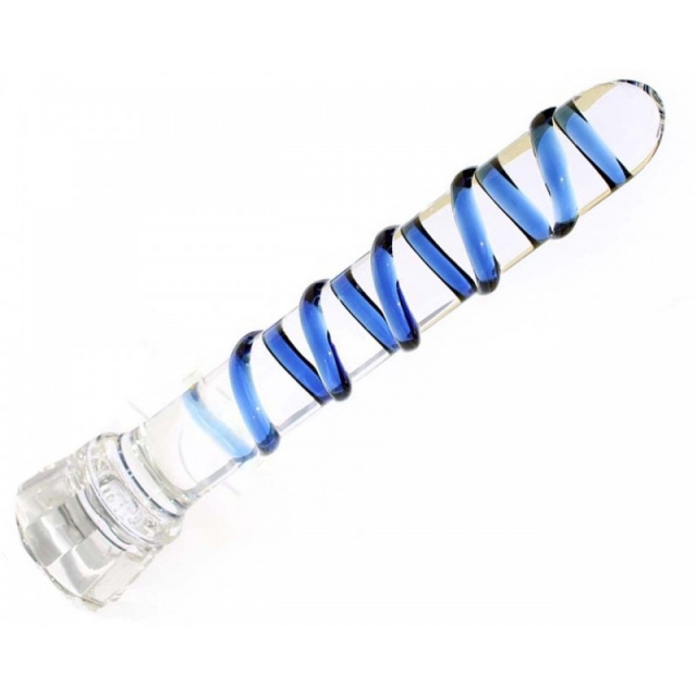 Blue Swirl Glass Dildo w/ LED Lights 