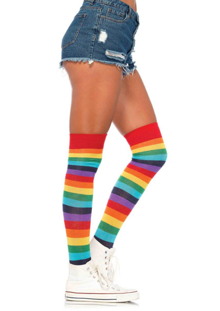 Rainbow Striped Thigh Highs