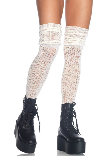 Acrylic Pointelle Over the Knee Scrunch Sock