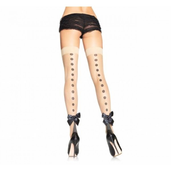 Cuban Heel Thigh Highs w/ Polka Dot Backseam