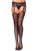 Lace Top Fishnet Stockings w/ Attached Tear Drop Garterbelt