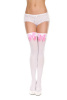 WHITE Opaque Thigh Highs with Satin Bow 