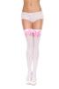 WHITE Opaque Thigh Highs with Satin Bow 